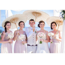 30PCS Paper Parasol 60Cm Beach Umbrella White DIY Umbrella Photography Props for Baby Shower Party Wedding
