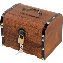 Wooden Piggy Bank for Kids Large Capacity Solid Wood Money Saving Box with Retro Copper Lock XLarge
