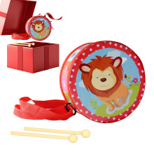 Wooden Kids Drum with Adjustable Strap, Bright Sound Toddler Musical Instrument for Ages 25