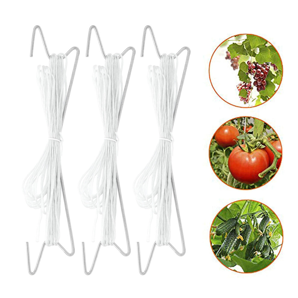 10Pcs Tomato Hooks Iron, 10M Twine, White 4391393549723