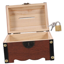 Vintage Lockable Piggy Bank Retro Treasure Chest Money Box for Kids Adults Cash Coins