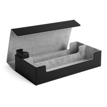 Trading Card Storage Box 1200+ Capacity PU Leather Commander Deck Case with Magnetic Closure Black and Gray