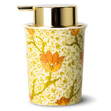 Ceramic Foaming Soap Dispenser with Gold Pump, Refillable Floral Bathroom Bottle, 9.5oz Vintage Style
