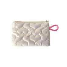Miniature Carryall Pouch Portable Size-White Heart shape