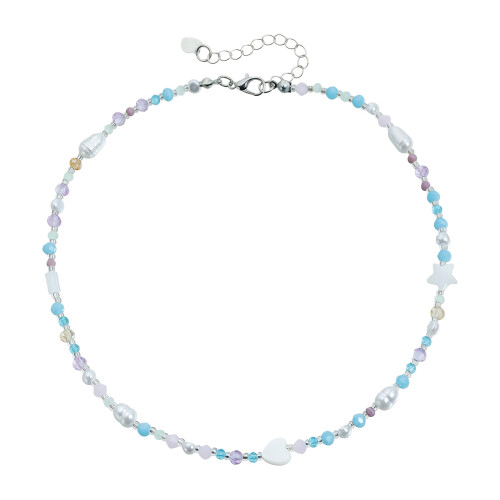 Collier de perles en résine inspiré de l'amour-teinte bleue