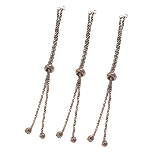 Paquet de 3 chaînes-couleur acier style perle carrée1
