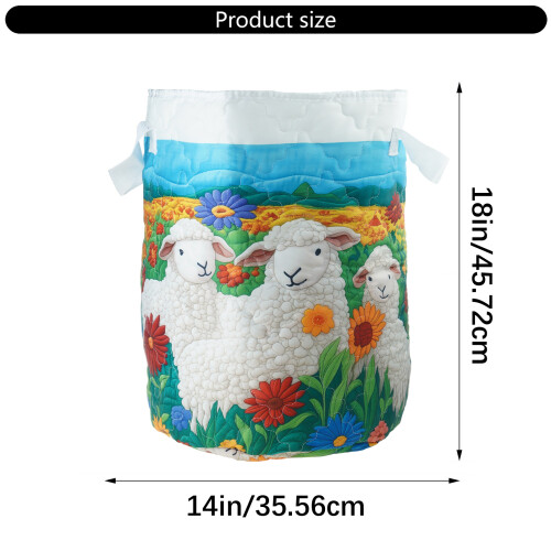 Floral Quilted Laundry Basket With Soft Padding For Clothes-E 2
