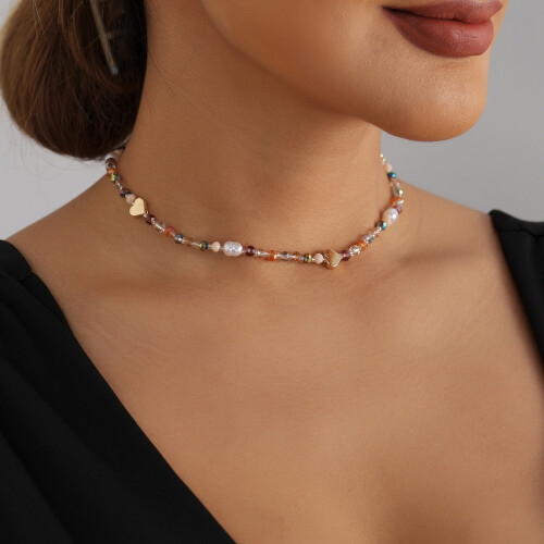 Collier ludique de perles de résine de couleurs-Ton marron 2