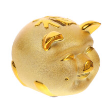 Gold Piggy Bank Fortune Pig Design Feng Shui Money Bank Gift for Family Resin Coin Storage Box
