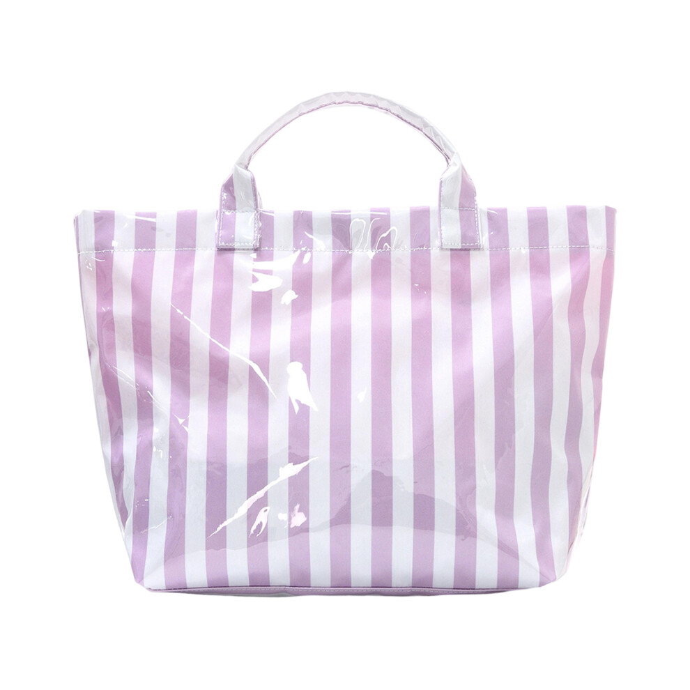 Striped Bag PVC Handbag Large Capacity Handbags Vacation-4