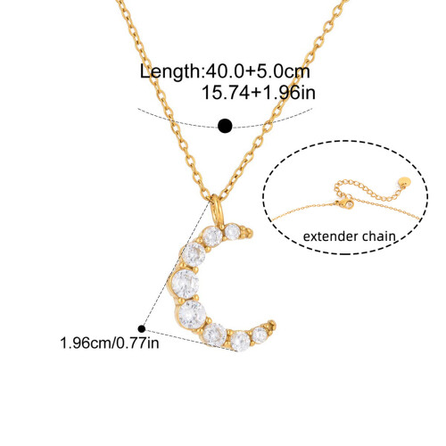 Trendy Moon Shaped Pendant Necklace Featuring Zircon Accent 2