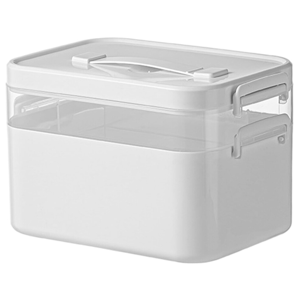 First Aid Storage Box 2Tier Medicine Organizer with Handle and Removable Compartments for Home Travel