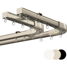 Black Curtain Track 6m Heavy Duty Aluminum Double Rail with 90 Corner Connector for Bathroom and Bay Window