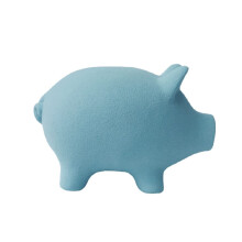 Handmade Ceramic Piggy Bank for Kids, Small Blue Unbreakable Money Bank with Removable Stopper