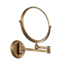 Wall Mounted Makeup Mirror 8 Inch Double Sided 3X Magnification Brass Bathroom Vanity Mirror with Extendable Arm and Brushed Copper Finish