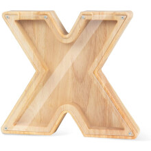 Custom Letter Wooden Piggy Bank with Visible Money Display, Initial Money Box Gift for Kids and Adults