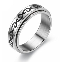 Stainless Steel Spinner Ring Set for Women and Men Size 8, Moon Star Flower Heart Design, Silent Spin Stress Relief