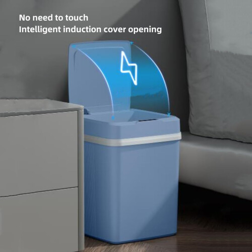 12L Automatic Sensor Trash Can with Smart Motion Sensor, Quiet SoftClose Lid for Kitchen and Bathroom, Blue Battery Model 1