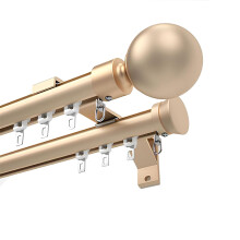 3m Gold Double Curtain Track Rail Kit, Wall Mounted Aluminum Alloy Silent Glide for Bay Window Drapes