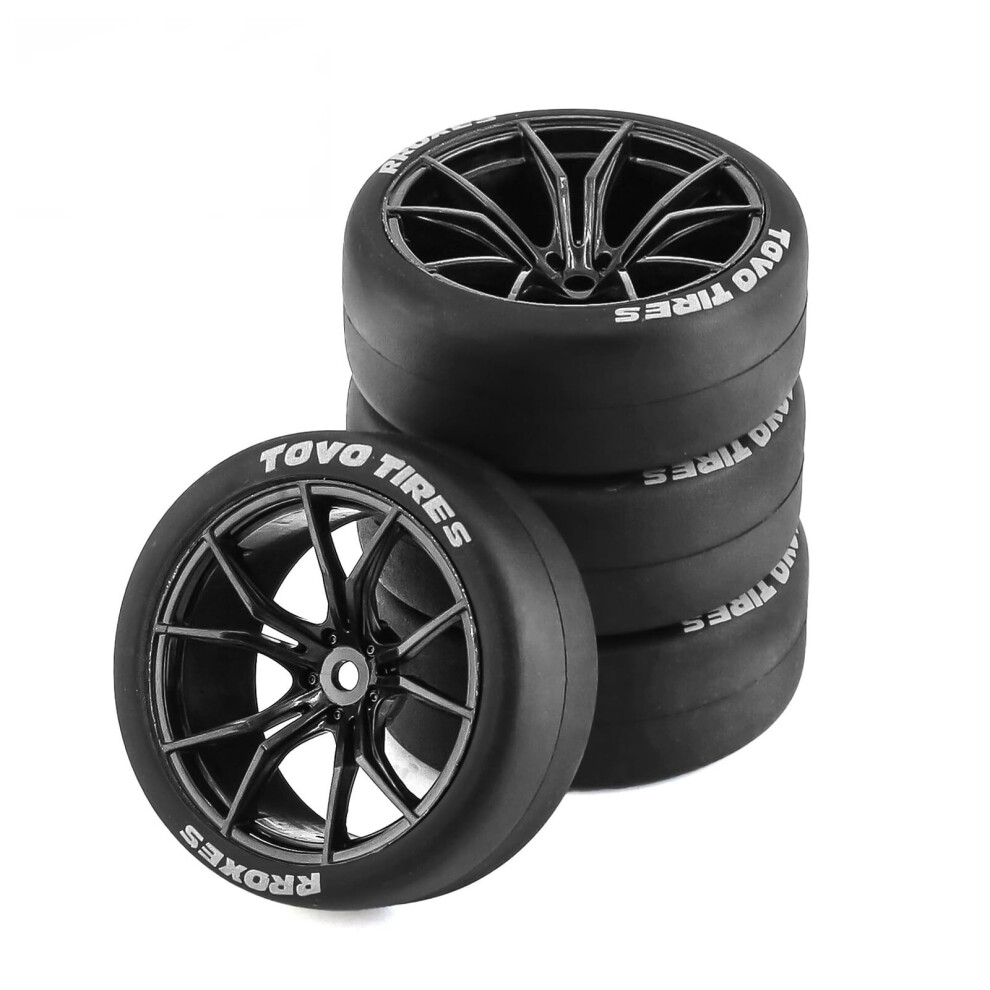 1/10 Drift Car Wheels And Tires Set 65Mm Rc Drift Tires 12Mm Hex With Sponge Insert For Tamiya Tt02 Tt01 Hsp Black 9771547769620