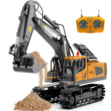 11 Channel RC Excavator with Metal Shovel, 680 Rotating Cab, Lights & Sounds, Gift for Kids Boys