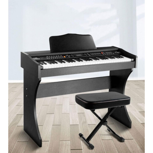 Adjustable Piano Bench with Padded Seat, Foldable Keyboard Bench with Height Adjustment, Black 1