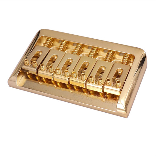 Electric Guitar Bridge Gold Hardtail 6 String Fixed Saddle 76.5mm, Precise Intonation and Stable Design 2