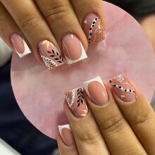 Gradient Coffin Press On Nails for Women, Handmade Gel Fake Nails with Glue, SalonQuality Shine