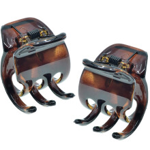Small Tortoise Shell Hair Claw Clips Set of 2 French Made Strong Hold No Slip Grip for Women