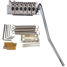Chrome Plated Electric Guitar Tremolo Bridge with Locking Steel Saddles, Stable Tuning Upgrade for Strat Style Guitars