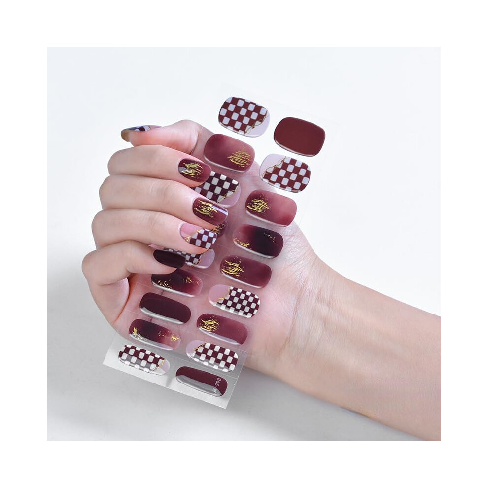 Waterproof Semi Cured Gel Nail Stickers JK296 with UV Protection and Durable Salon Glossy Finish