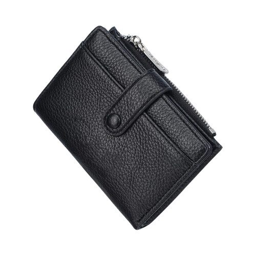 Women Small Compact Wallets Pu Leather Clutch Purses Card-Black
