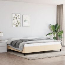 vidaXL sengestel uden madras, cremefarvet, 200x200 cm, betrukket med stof
