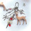 Deer Shaped Flocking Beaded Key Chain Flower Charm Keyring-A 5