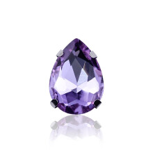 100 Pcs Purple Teardrop Sew On Rhinestones 10x14mm Crystal Glass with Secure Silver Claw for Crafts and Clothing