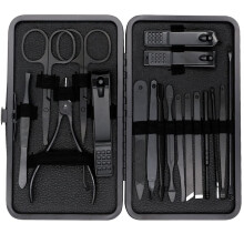 Manicure Set 18 Piece Stainless Steel Nail Clippers Kit with Case, Ergonomic Grip and Precision Blades