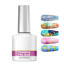 Nail Foil Glue Gel with Precise Brush, Fast LED Curing, Long Lasting Skin Friendly Foil Transfer Gel for Salon and Home Use