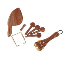 Violin Accessories Kit 5pcs Mahogany Violin Parts Set with Pegs Chin Rest Tailpiece Durable Glossy Finish