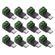12 Adaptateurs USB Type C Mâle Vers 2 Broches 5V/9V/12V Sans Soudure, Verts, Connecteurs Rapides pour Téléphones Portables et PC