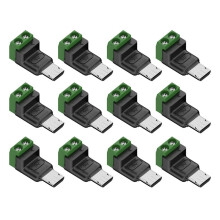 12 Stück Micro-USB-Stecker auf 2-Poligen 5V/9V/12V-Stecker, Lötfrei, Grüner Anschlussadapter, USB-Schnellanschluss für Powerbank, Router, Telefon