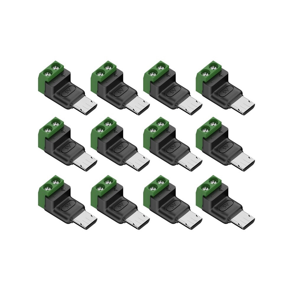 12Pcs Micro Male To 2Pin 5V/9V/12V Solderless Terminal Adapter Usb Quick Connector For Power Bank Router Phone Green 6033075530671