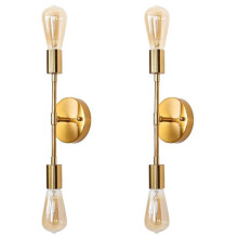 Applique Murale Double Tête, Style Américain, Style Industriel, LED Dorée, Idéale pour les Couloirs et les Chambres