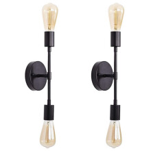 Double-Headed Wall Lamp, American Style, Industrial Style LED Wall Lamp for Hallways and Bedrooms Black