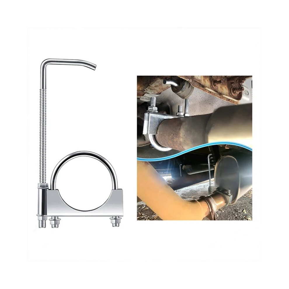 2 Pcs 2.5Inch Automobile Exhaust Clamp With Hanger Rear Muffler Hanger Car Exhaust Hook 4712975350108