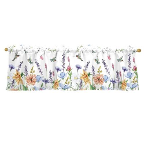 Cortinas de Primavera com Estampa Floral de Beija-Flor, 54x18 Polegadas - Perfeitas para Decoração de Cozinha, Banheiro, Quarto e Sala de Estar