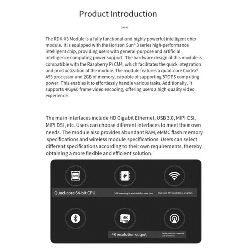 RDK X3 Module Horizon Sunrise X3 AI  Module for Raspberry Pi CM4 for  AI and Robotics 104032 2
