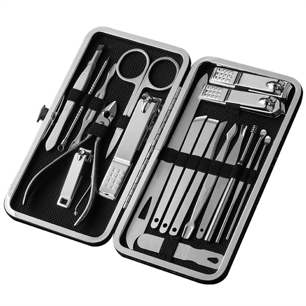Professional 19âPiece Manicure Set Nail Clippers Kit with Stainless Steel Tools and Compact Travel Case