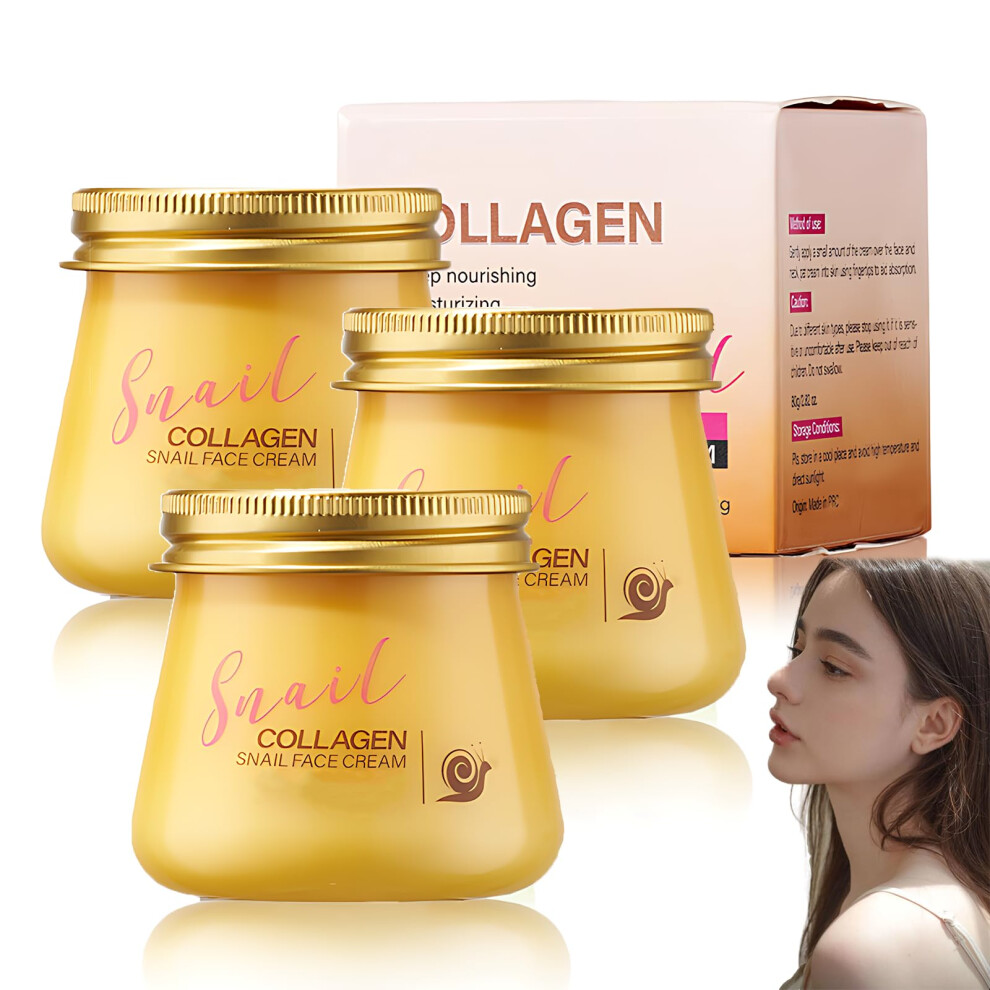 Cream Snail Face 3Pcs, Deep Hydration Snail Collagen For Women, Antiwrinkle Rejuvenating Moisturizer