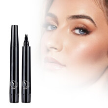 Waterproof Eyebrow Pencil 4 Tip Micro Fork Brow Pen for Dark Hair, Long Lasting Natural HairLike Strokes (Black)