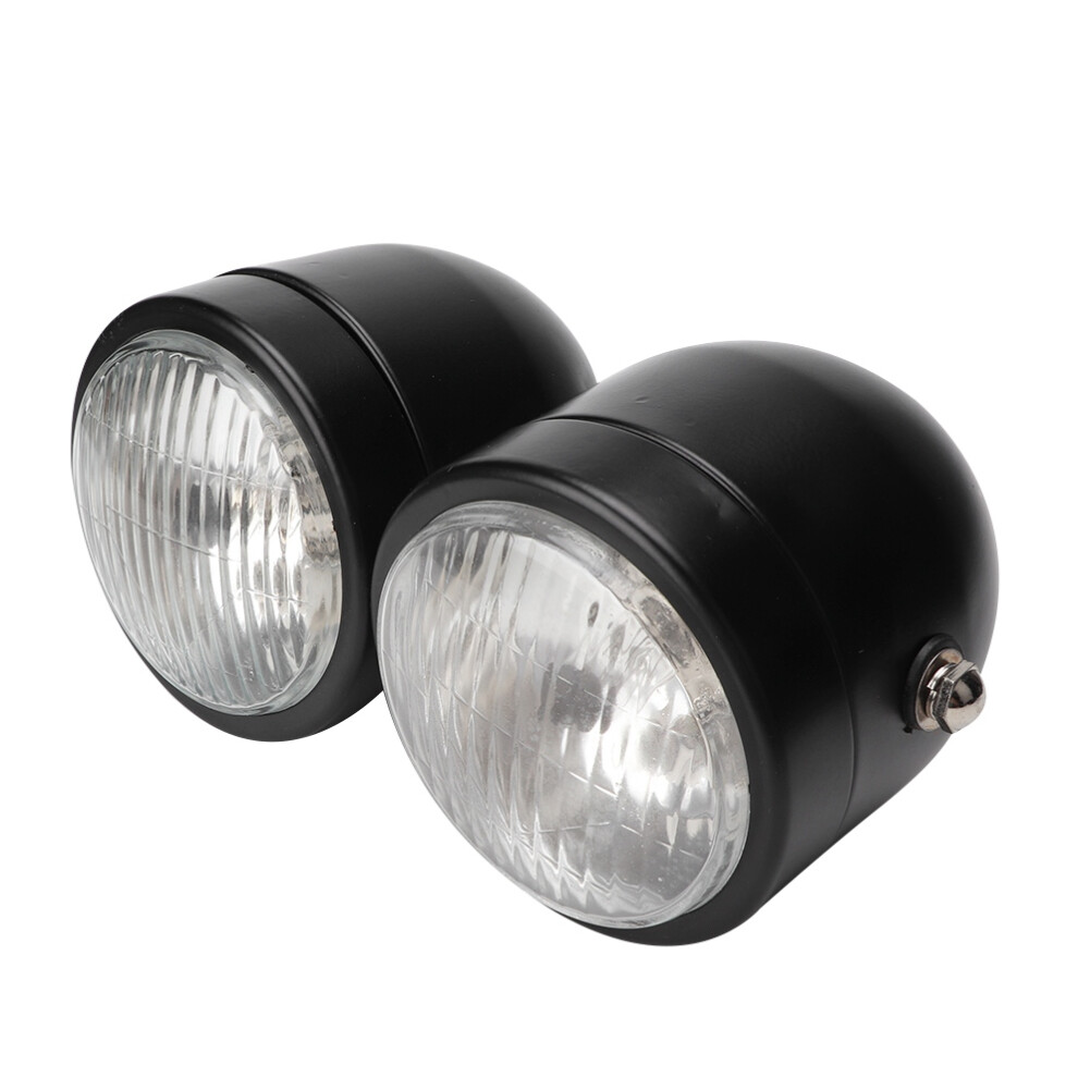 8.5In Iron Front Dual Round Headlight Lamp Black 7901393553957